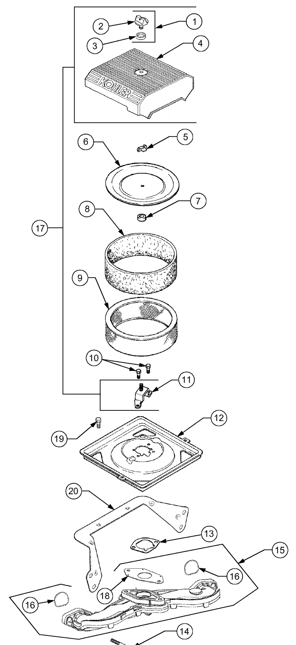 Air Intake And Filtration Plastic Diagram and Parts List for 2518-44 13A208L100-13B288L100 Cub Cadet Lawn Tractor